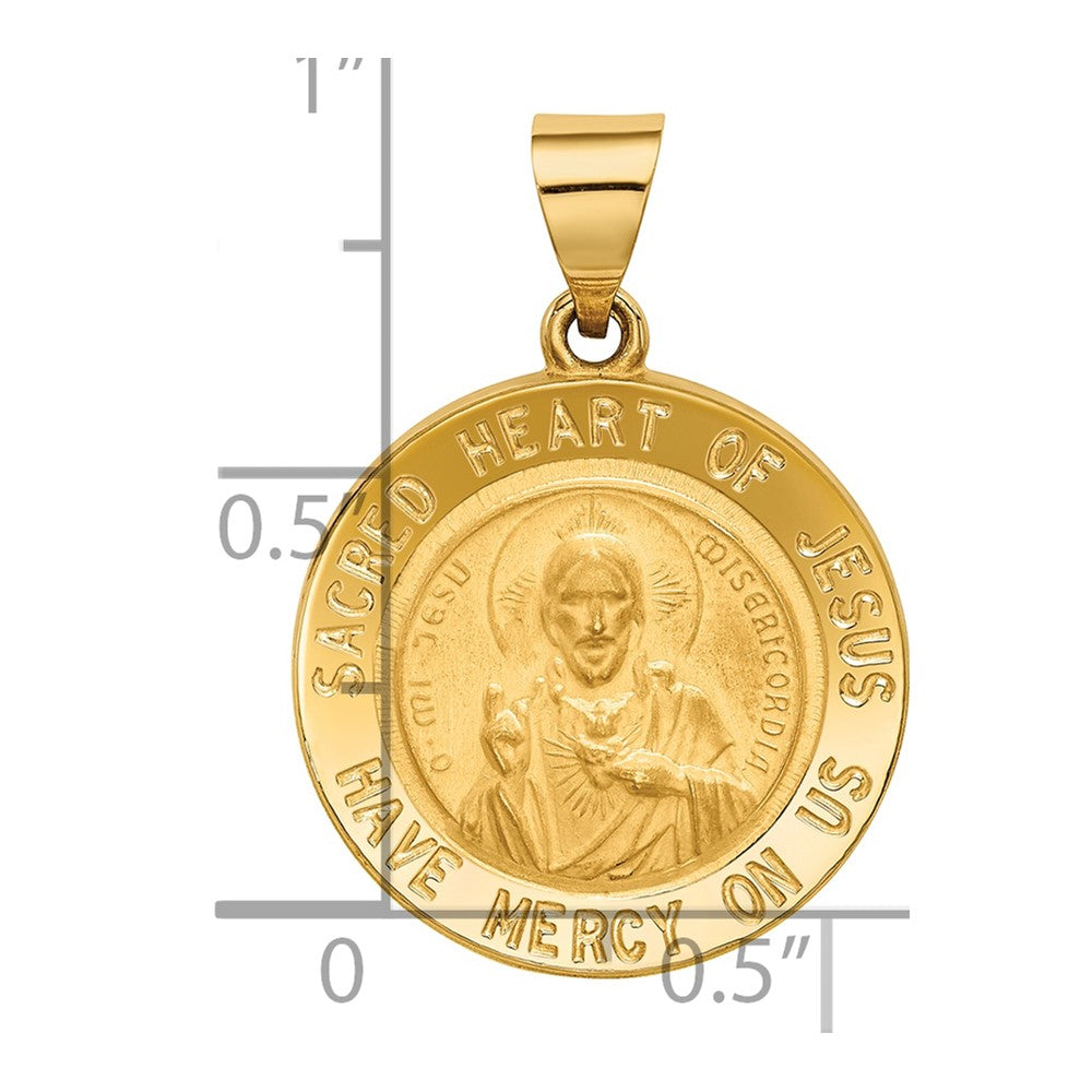 14k Sacred Heart of Jesus Medal Hollow Round Pendant