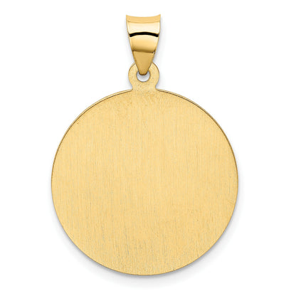 14k Polished and Satin Hollow Saint Christopher Medal Round Pendant