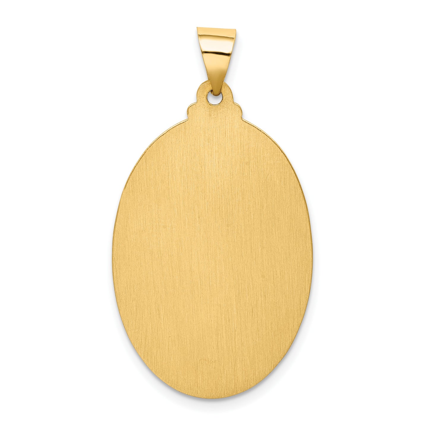 14k Polished and Satin Hollow Saint Christopher Medal Oval Pendant