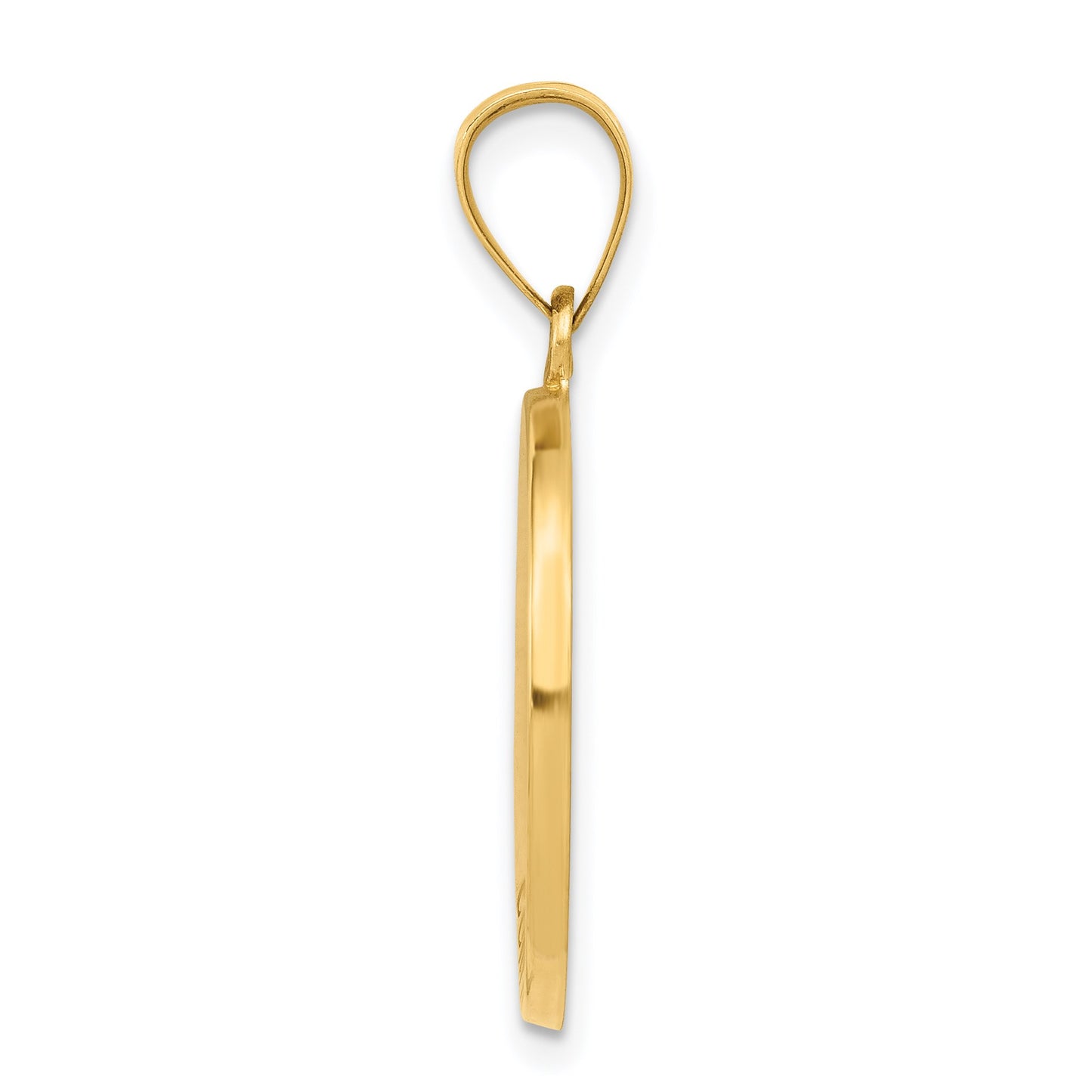14k Polished and Satin Hollow CONFIRMATION with Cross Medal Round Pendant