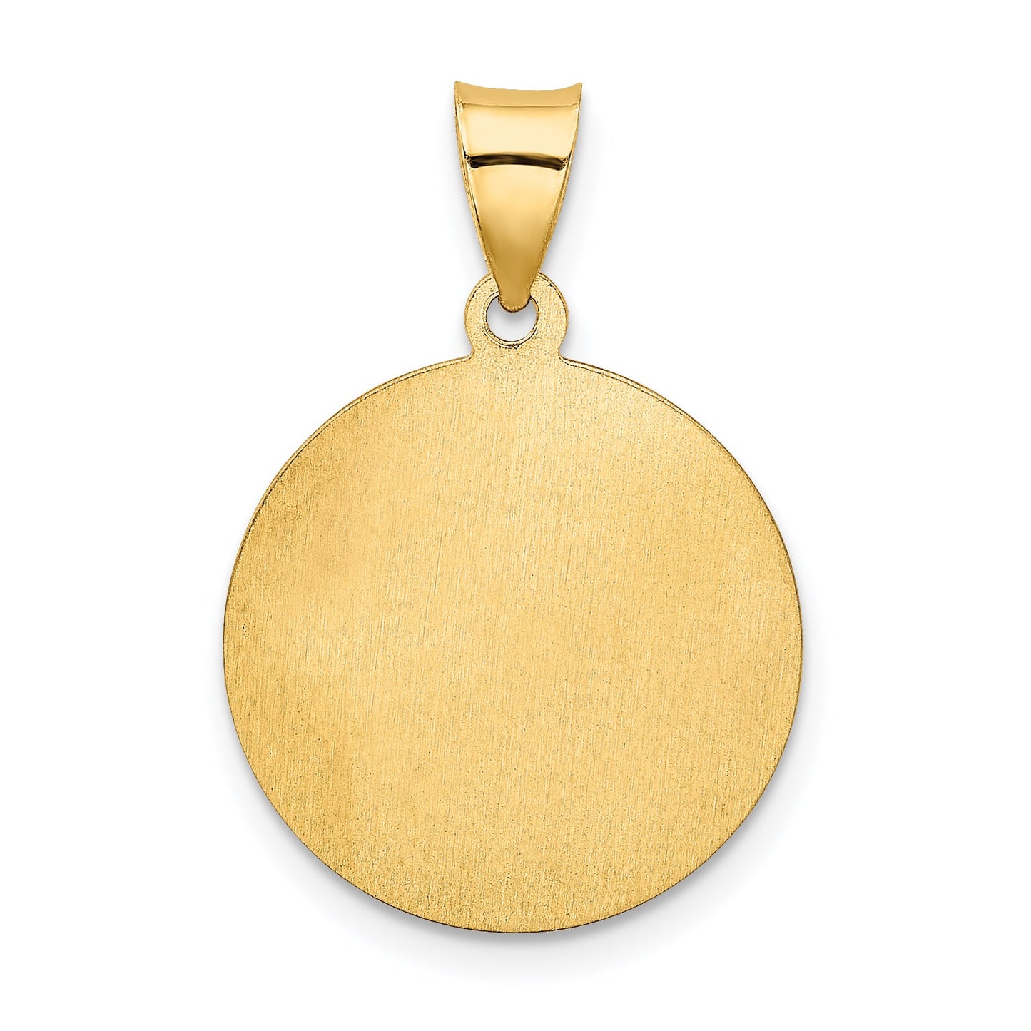 14k Polished and Satin Hollow CONFIRMATION with Cross Medal Round Pendant