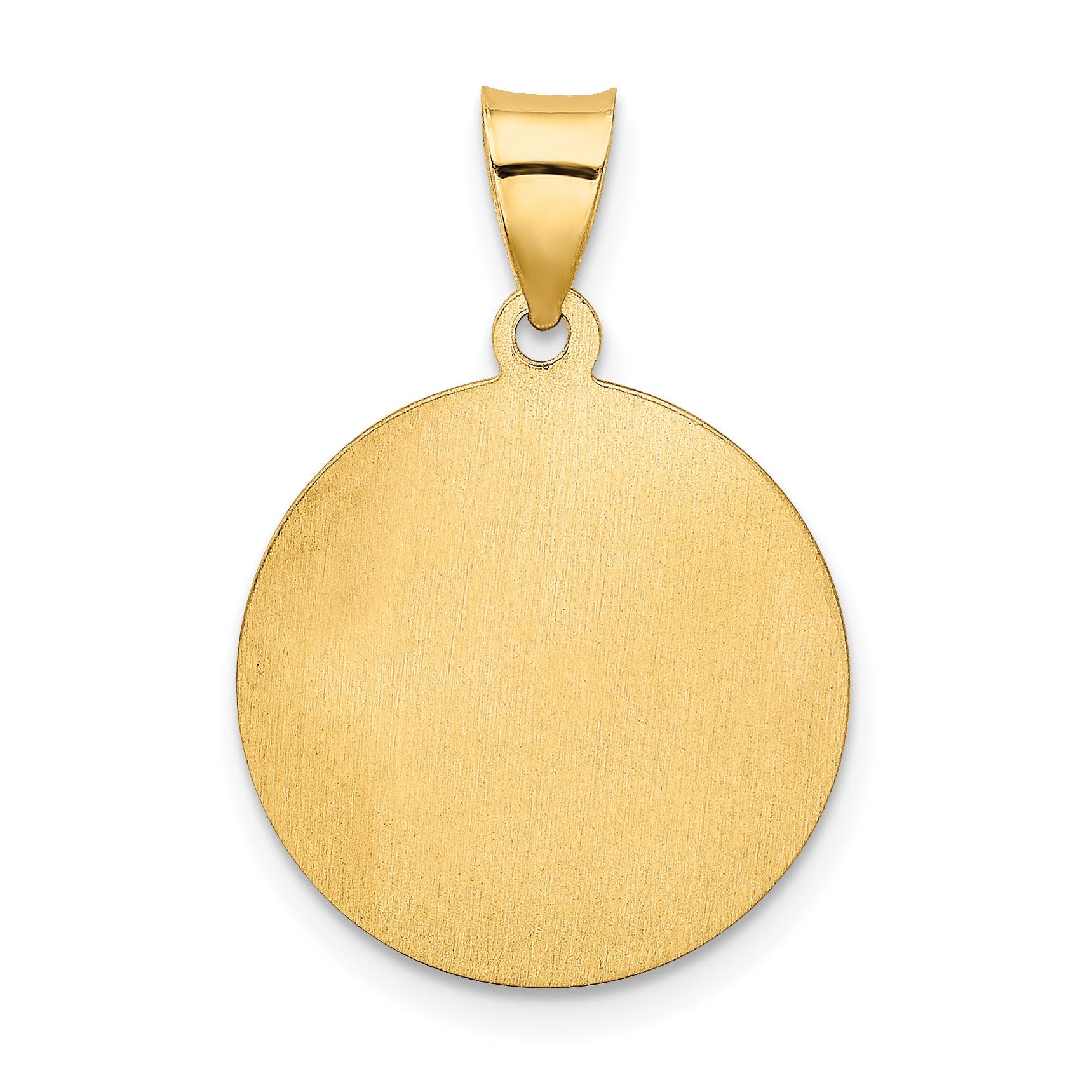 14k Polished and Satin Hollow CONFIRMATION with Cross Medal Round Pendant