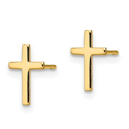 14k Polished Cross Post Earrings