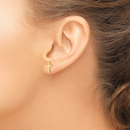 14k Polished Cross Post Earrings