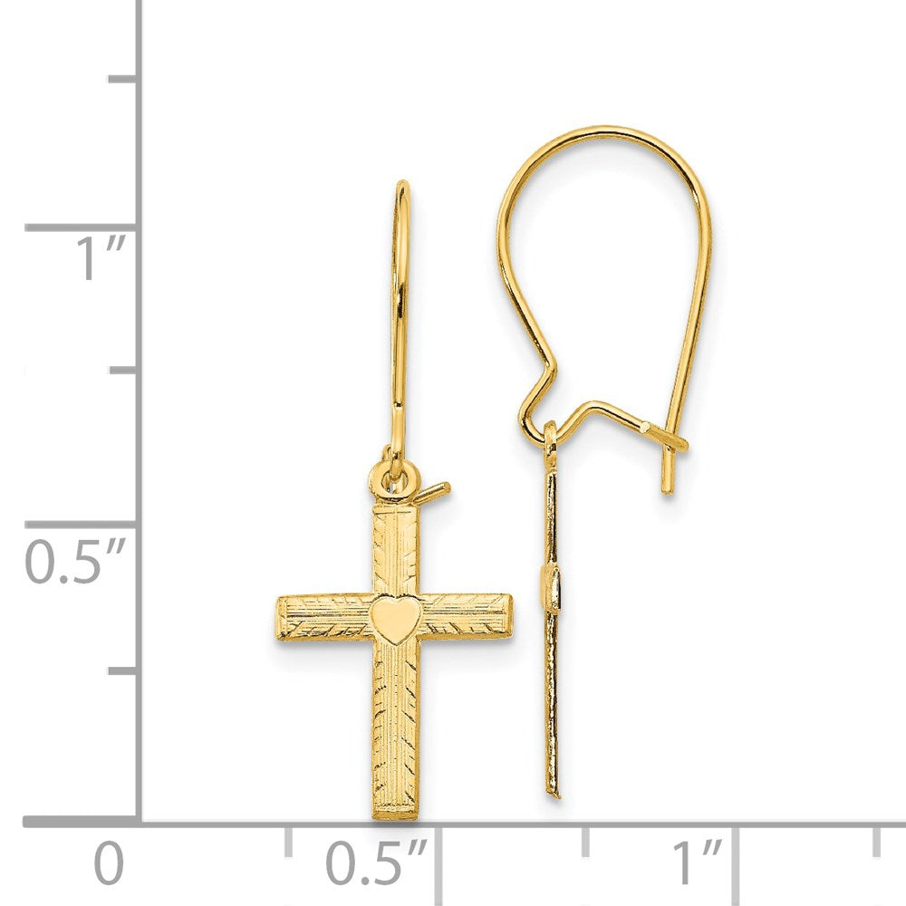 14k Polished & Satin Cross Earrings