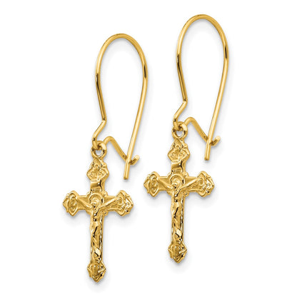 14k Polished Crucifix Earrings