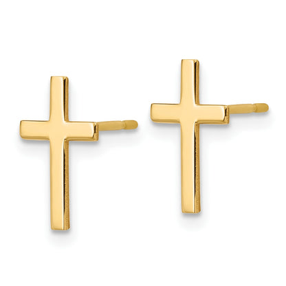 14k Polished Cross Post Earrings