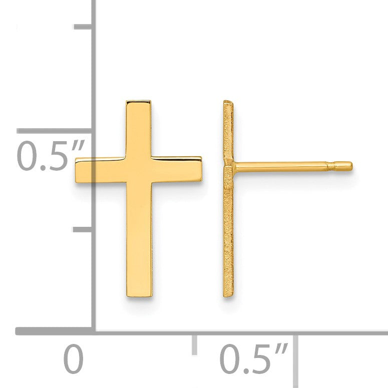 14k Polished Cross Post Earrings