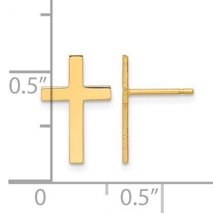 14k Polished Cross Post Earrings