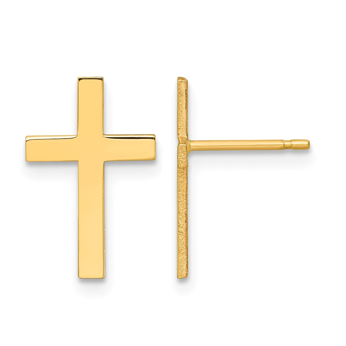 14k Polished Cross Post Earrings