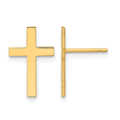 14k Polished Cross Post Earrings