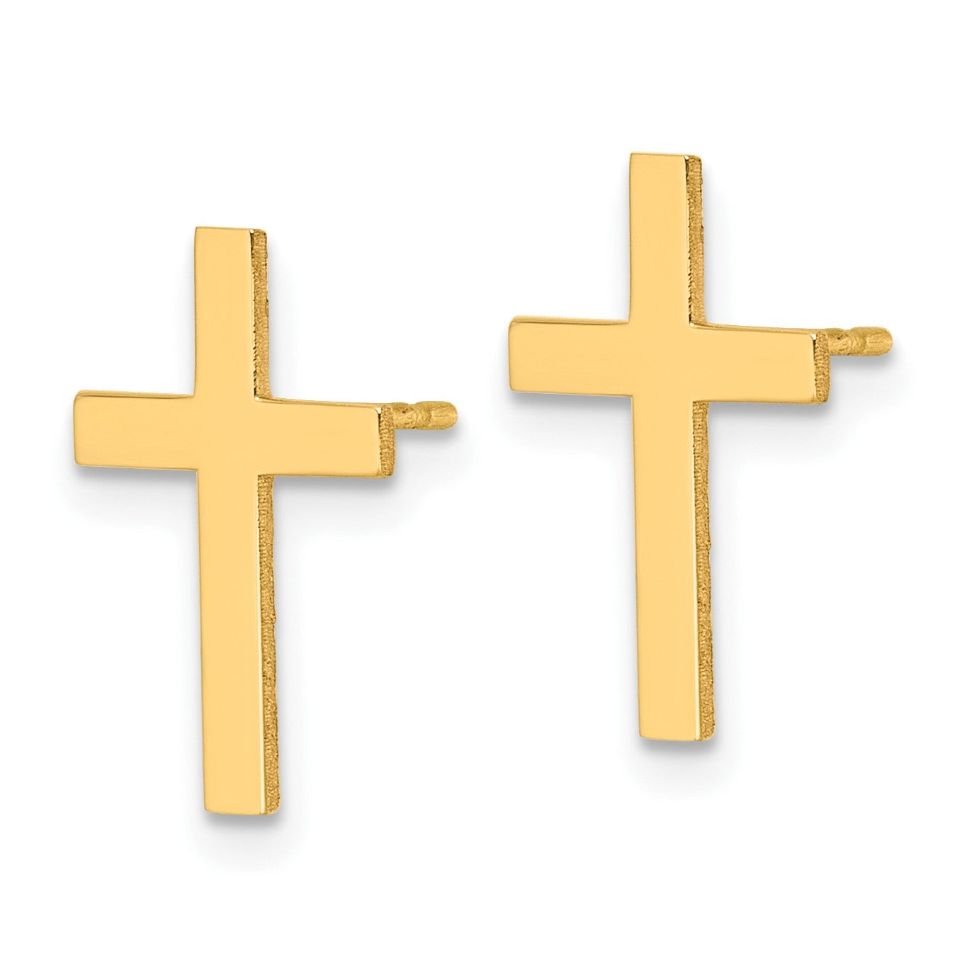 14k Polished Cross Post Earrings