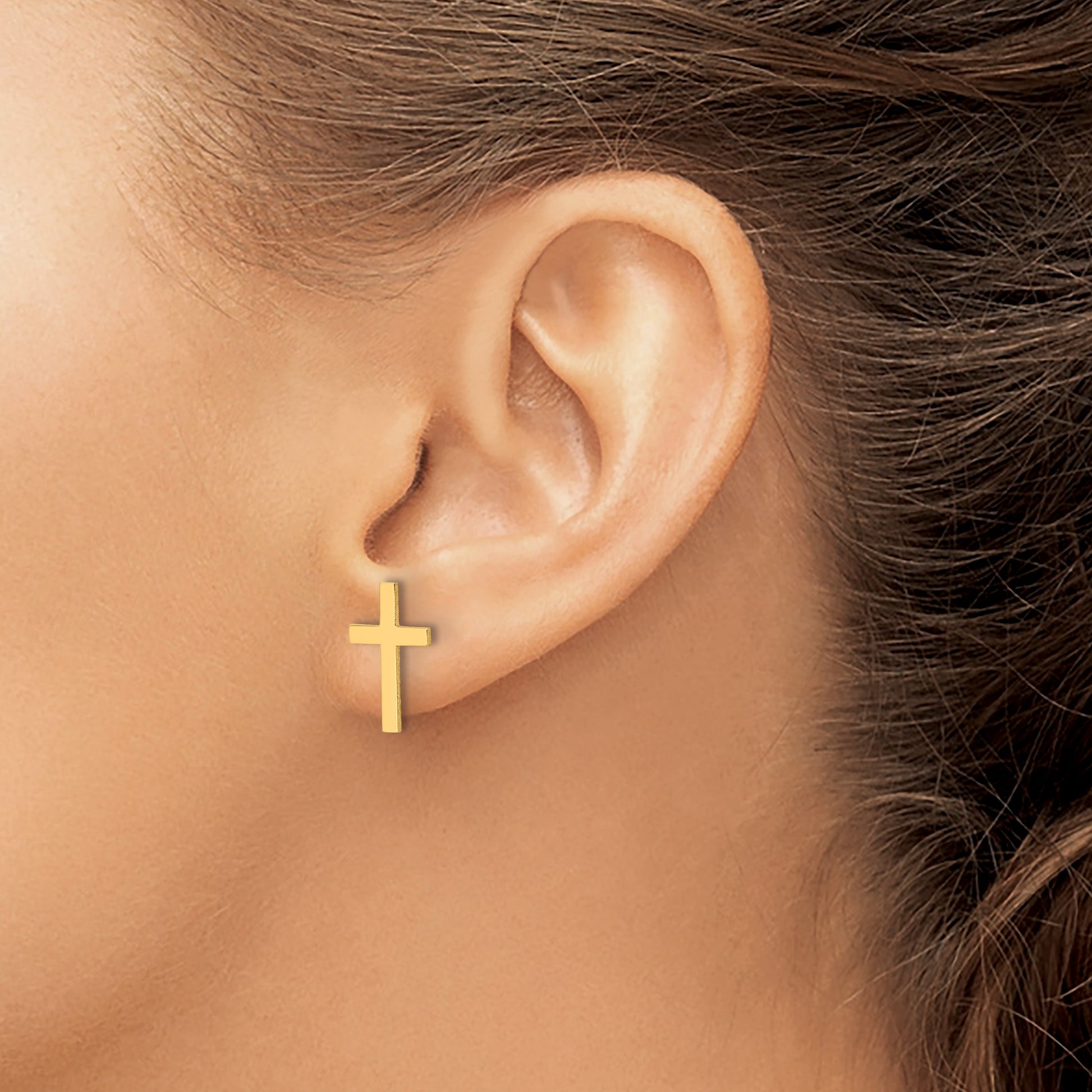 14k Polished Cross Post Earrings