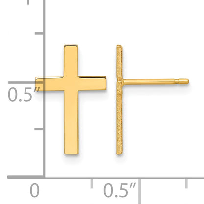 14k Polished Cross Post Earrings