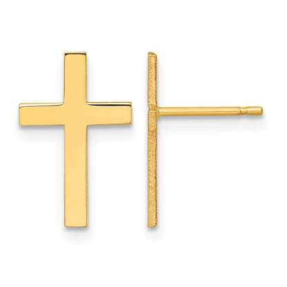 14k Polished Cross Post Earrings