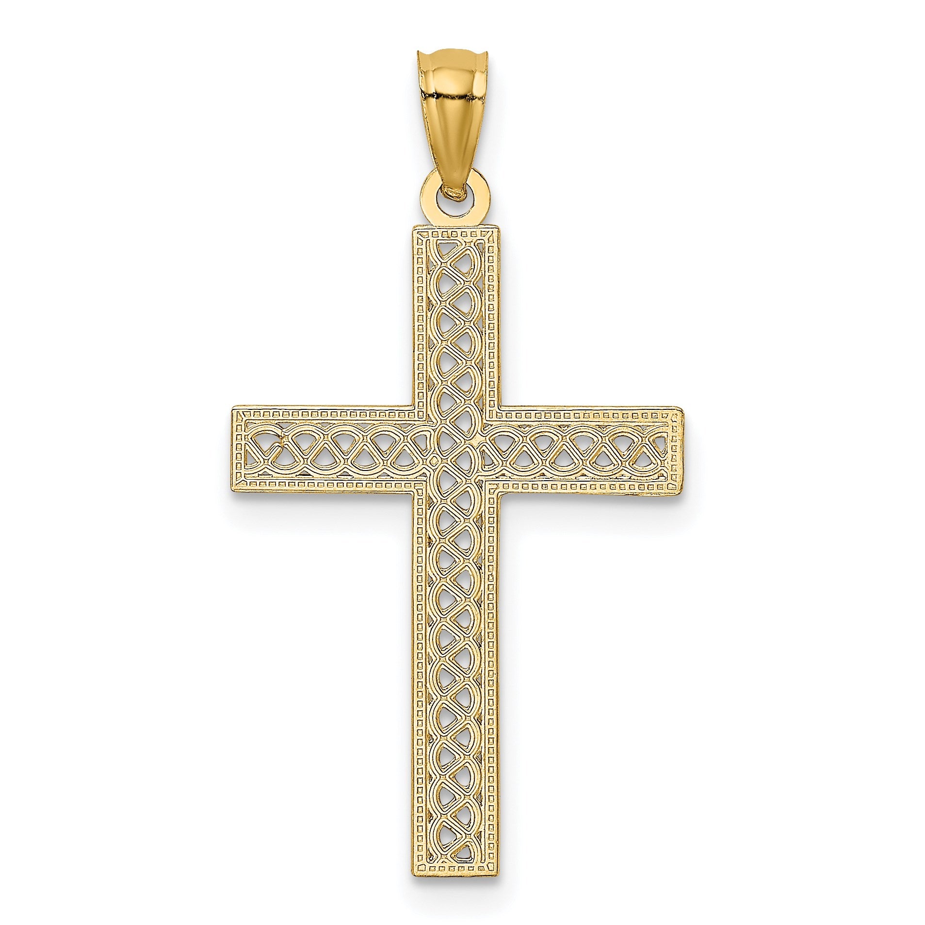 14k Diamond-cut Filigree Cross Pendant