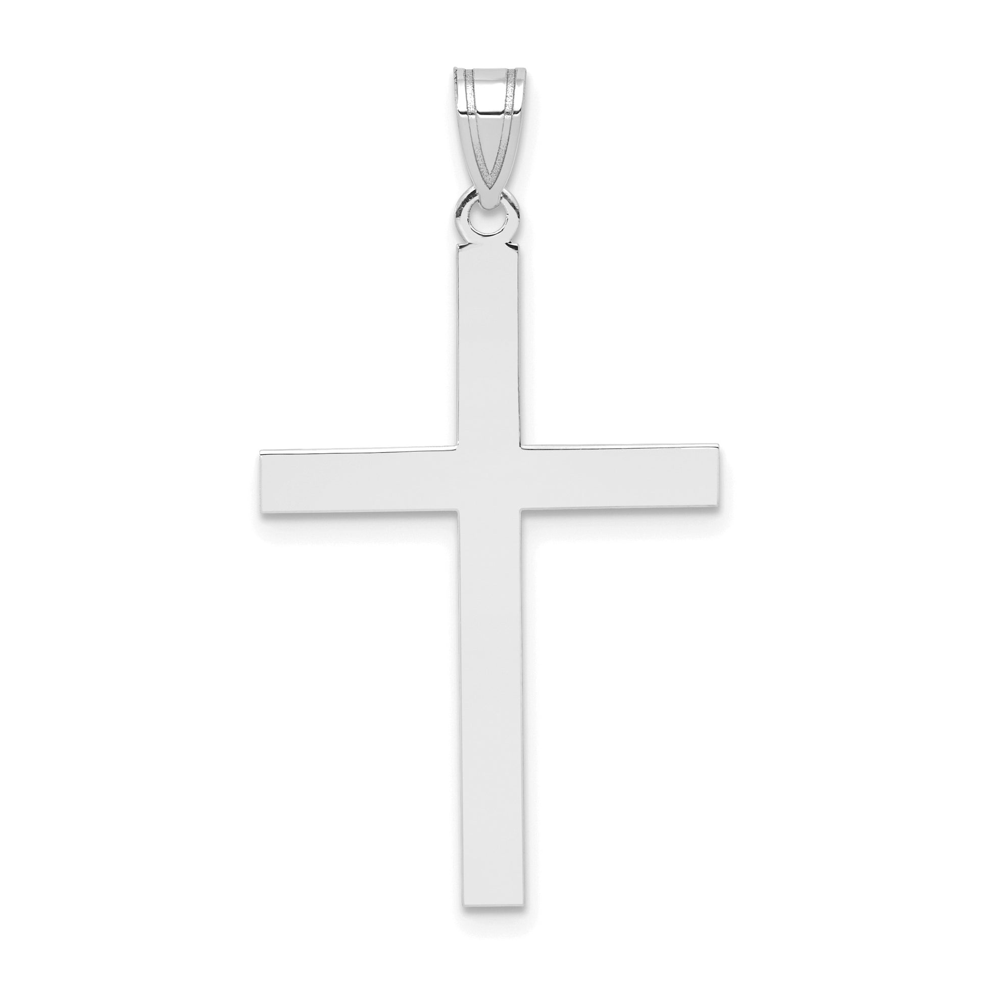 14k White Gold Engravable Cross Charm