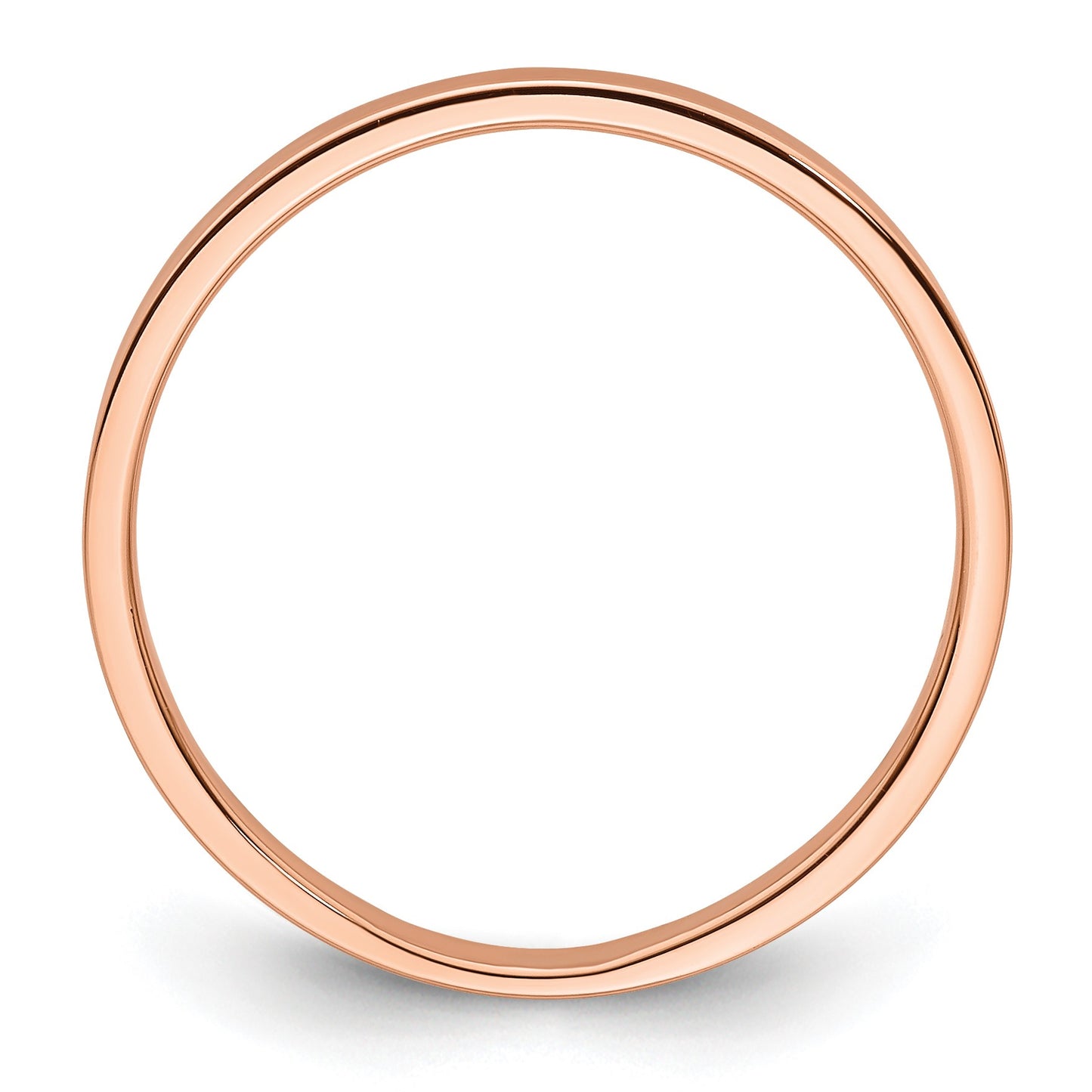 14k Rose Gold 2mm Lightweight Flat Wedding Band Size 6