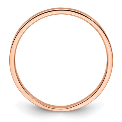 14k Rose Gold 2mm Lightweight Flat Wedding Band Size 6