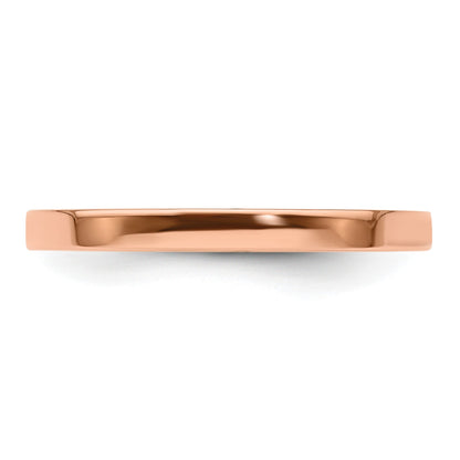 14k Rose Gold 2mm Lightweight Flat Wedding Band Size 6