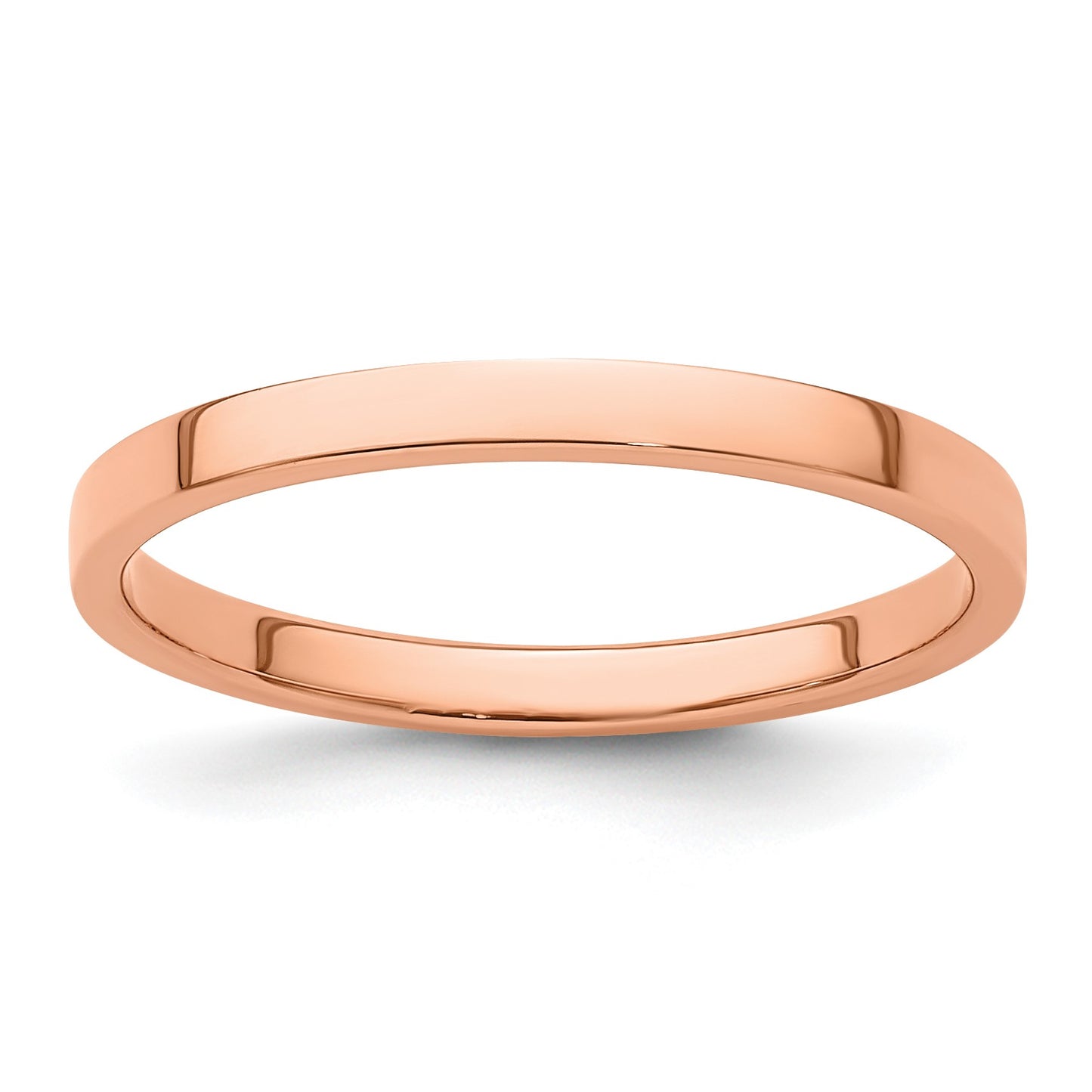 14k Rose Gold 2mm Lightweight Flat Wedding Band Size 5