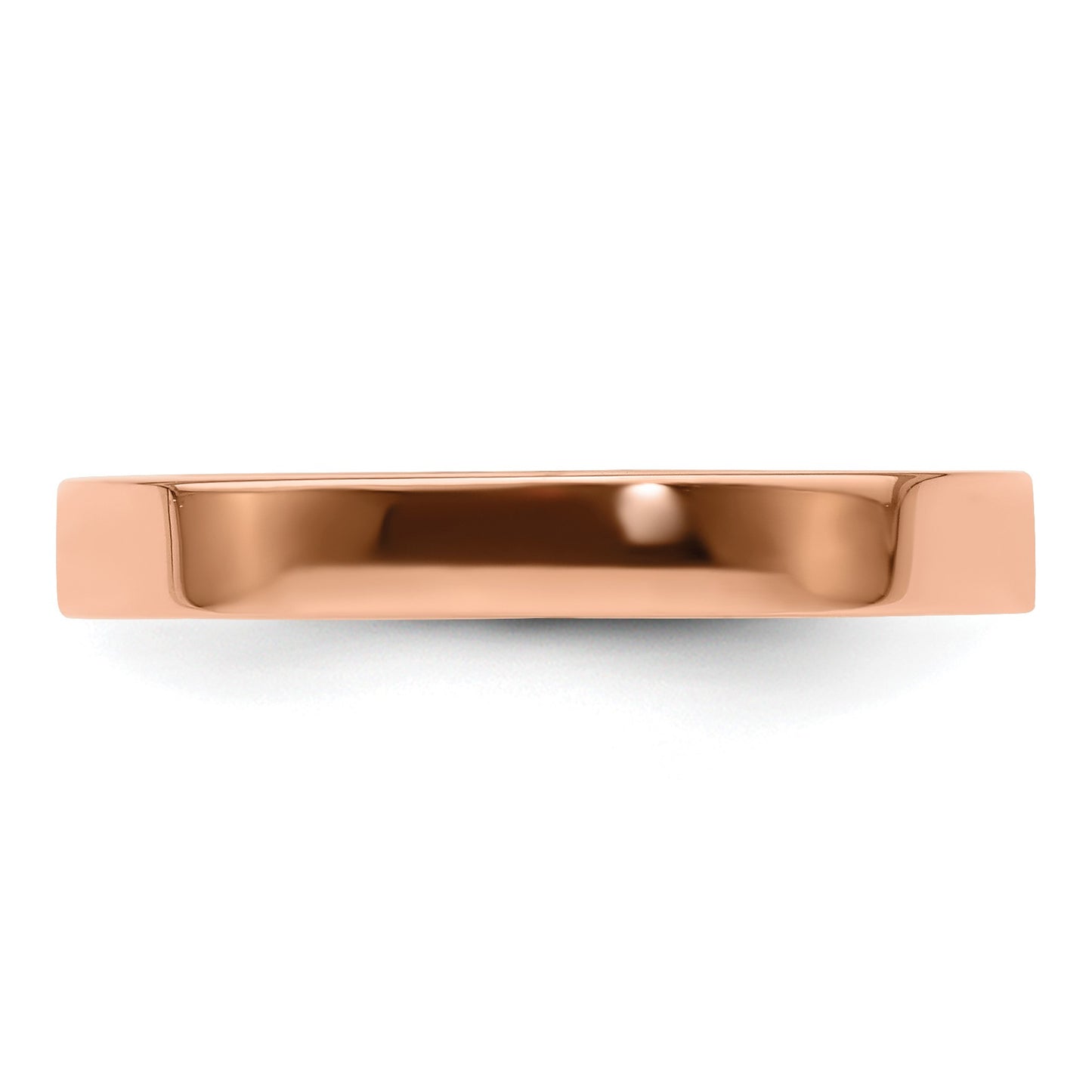 14k Rose Gold 3mm Lightweight Flat Wedding Band Size 8