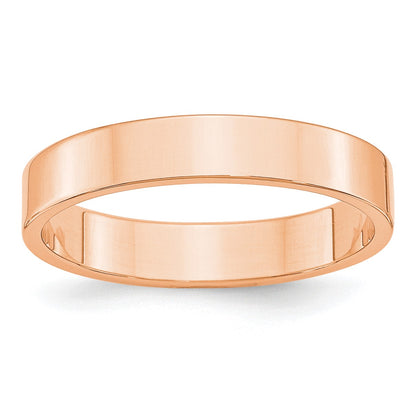 14k Rose Gold 4mm Lightweight Flat Wedding Band Size 7.5