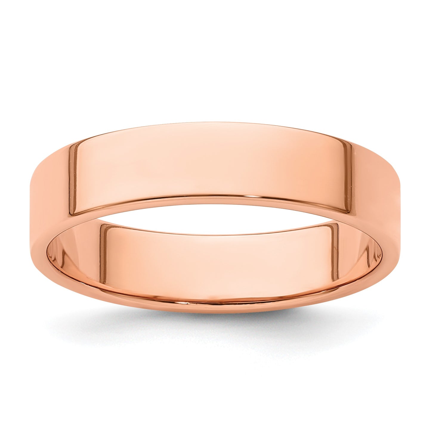 14k Rose Gold 5mm Lightweight Flat Wedding Band Size 7