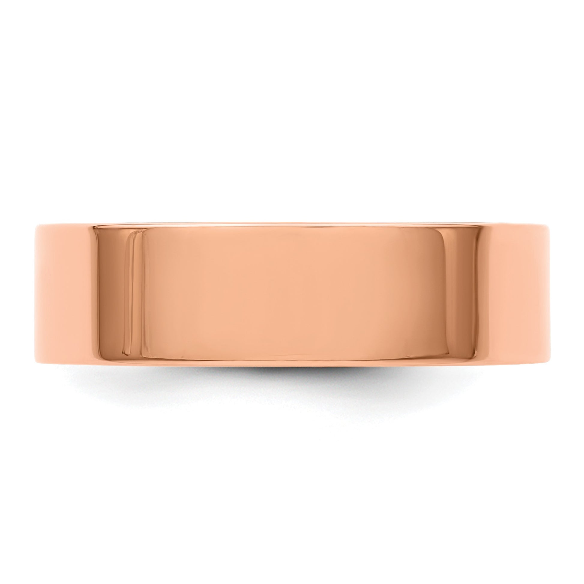 14k Rose Gold 6mm Lightweight Flat Wedding Band Size 8.5