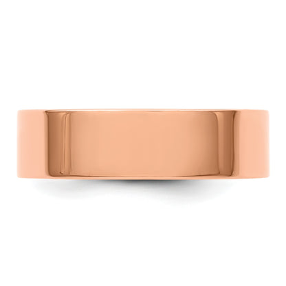 14k Rose Gold 6mm Lightweight Flat Wedding Band Size 8.5