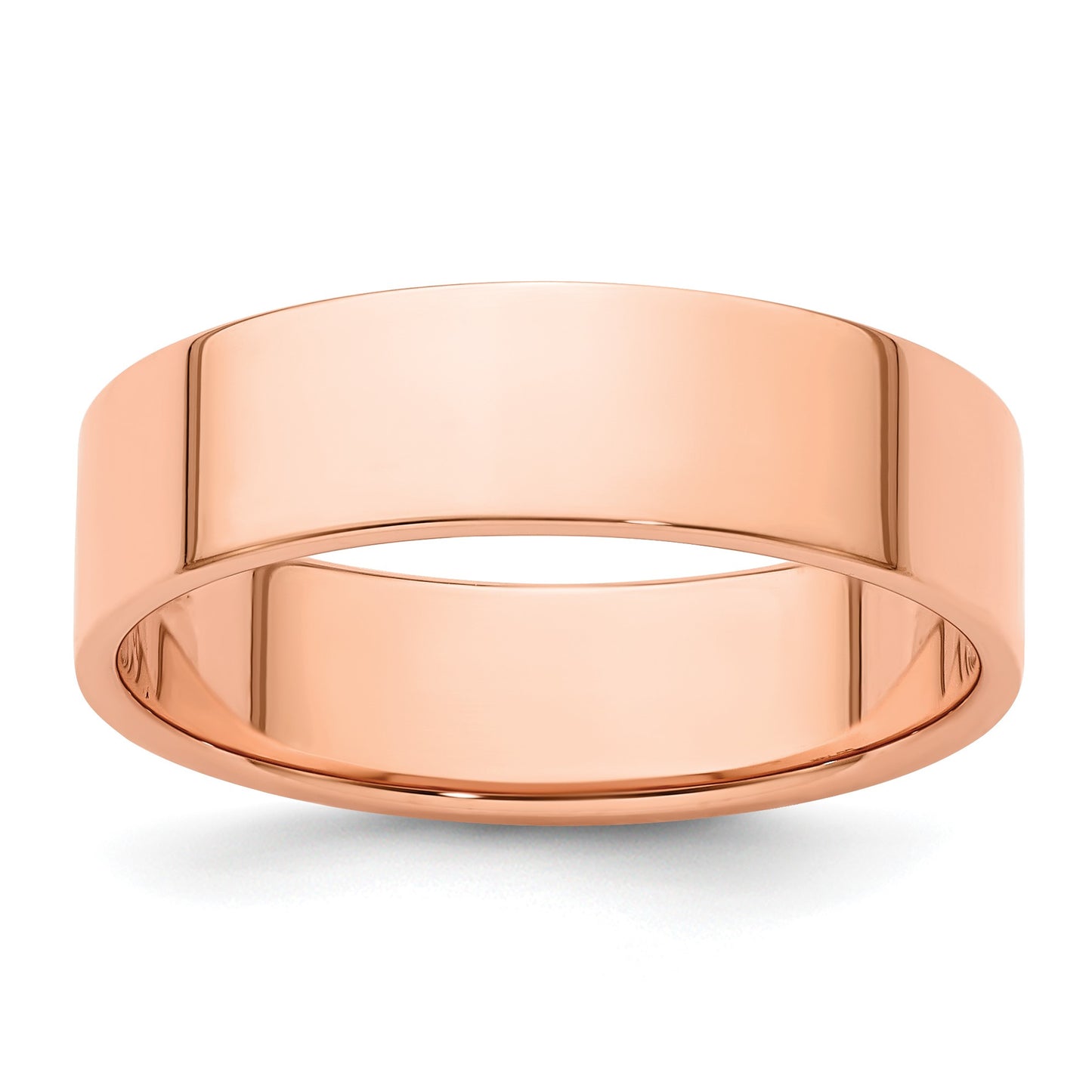 14k Rose Gold 6mm Lightweight Flat Wedding Band Size 9