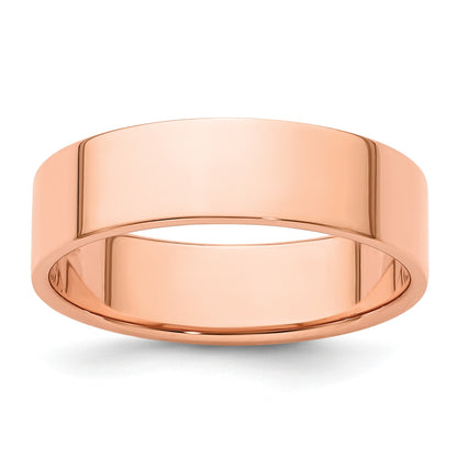 14k Rose Gold 6mm Lightweight Flat Wedding Band Size 9
