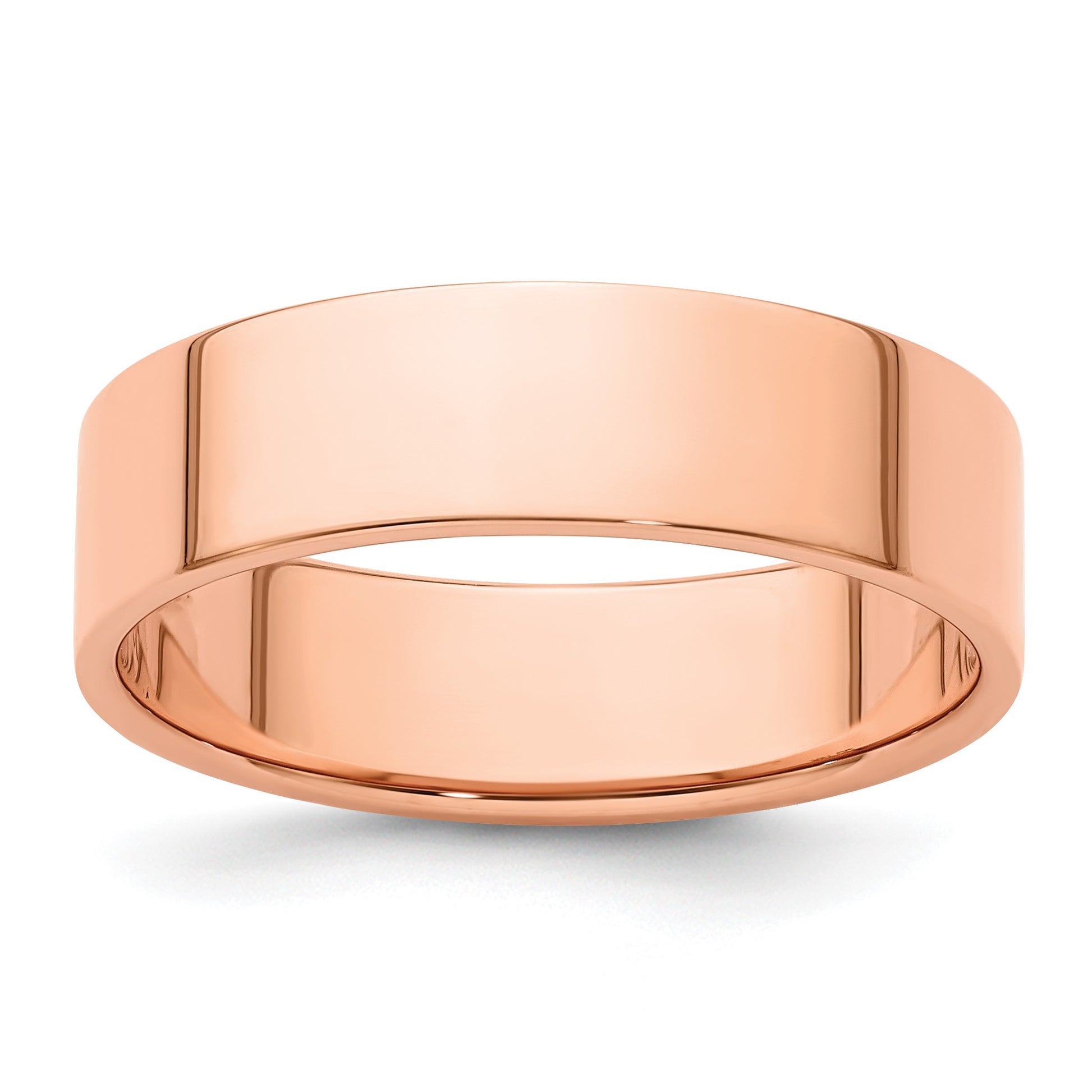 14k Rose Gold 6mm Lightweight Flat Wedding Band Size 10