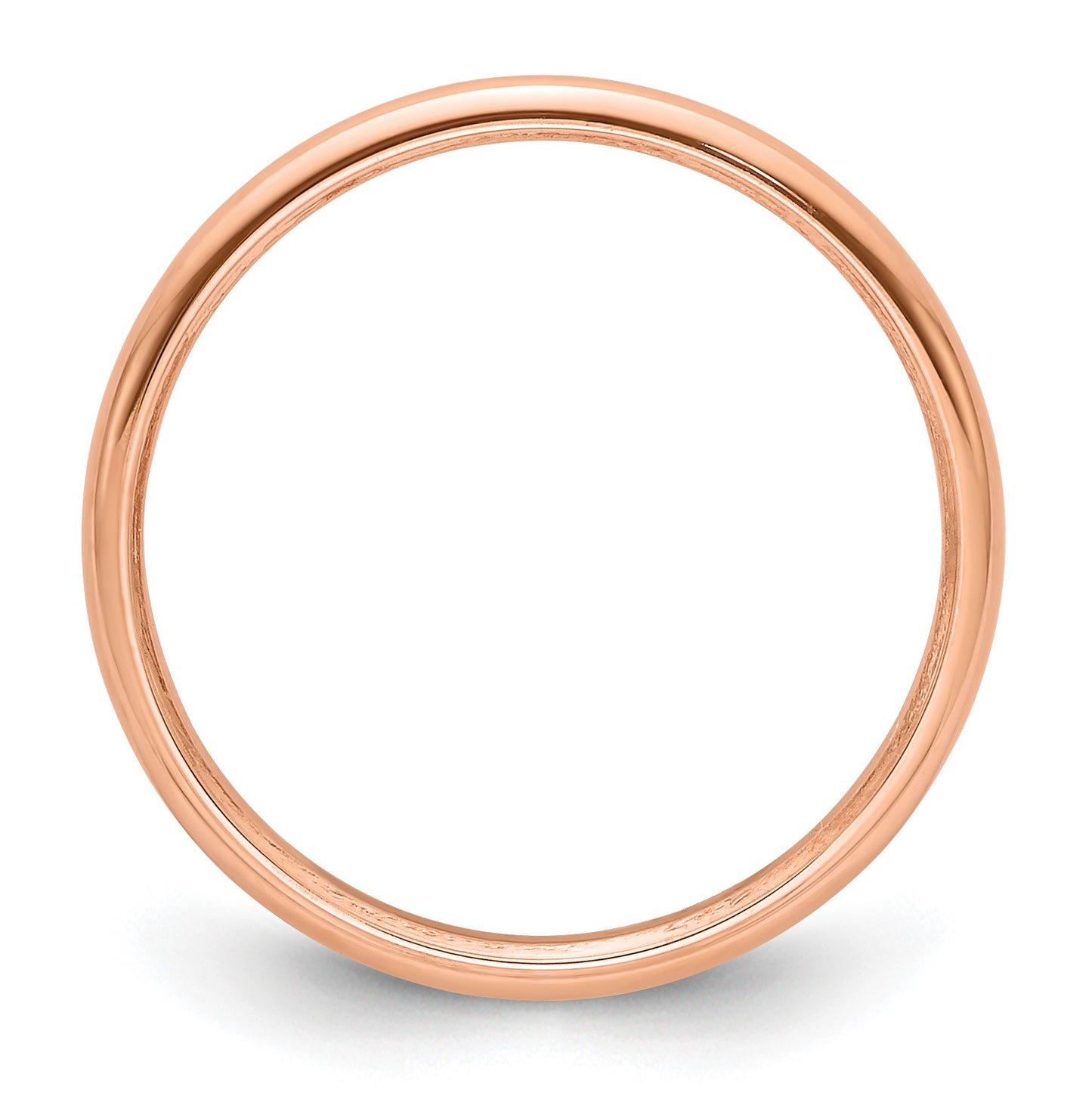 14k Rose Gold 2mm Half Round Wedding Band Size 10