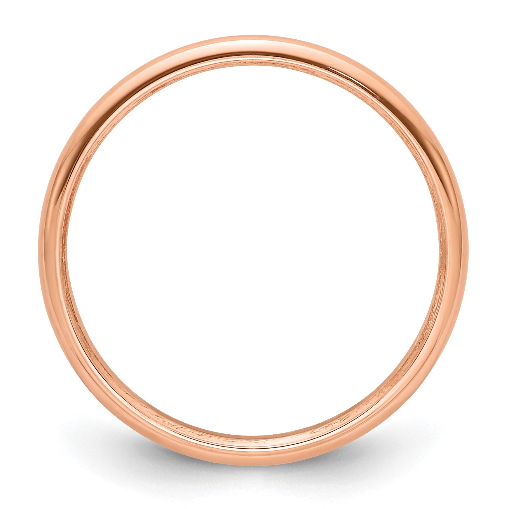 14k Rose Gold 2mm Half Round Wedding Band Size 10