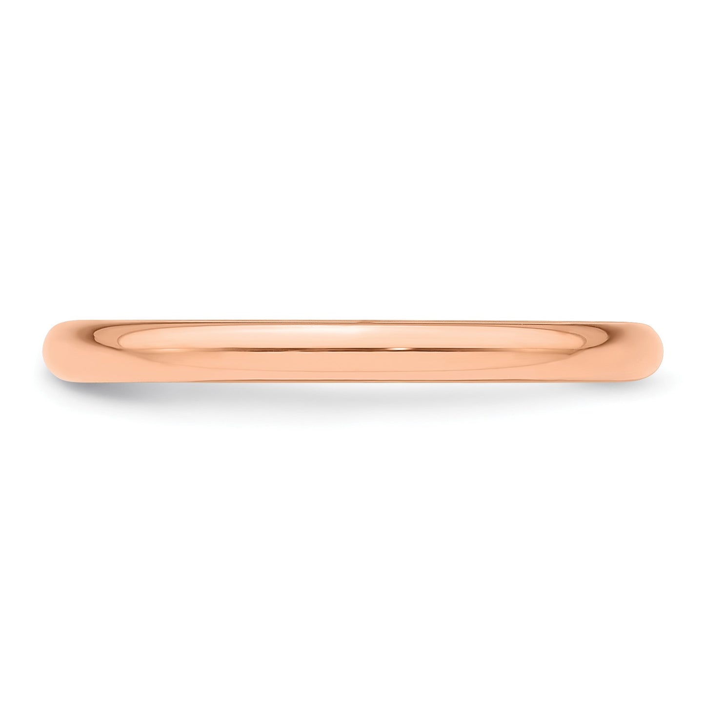14k Rose Gold 2mm Half Round Wedding Band Size 11