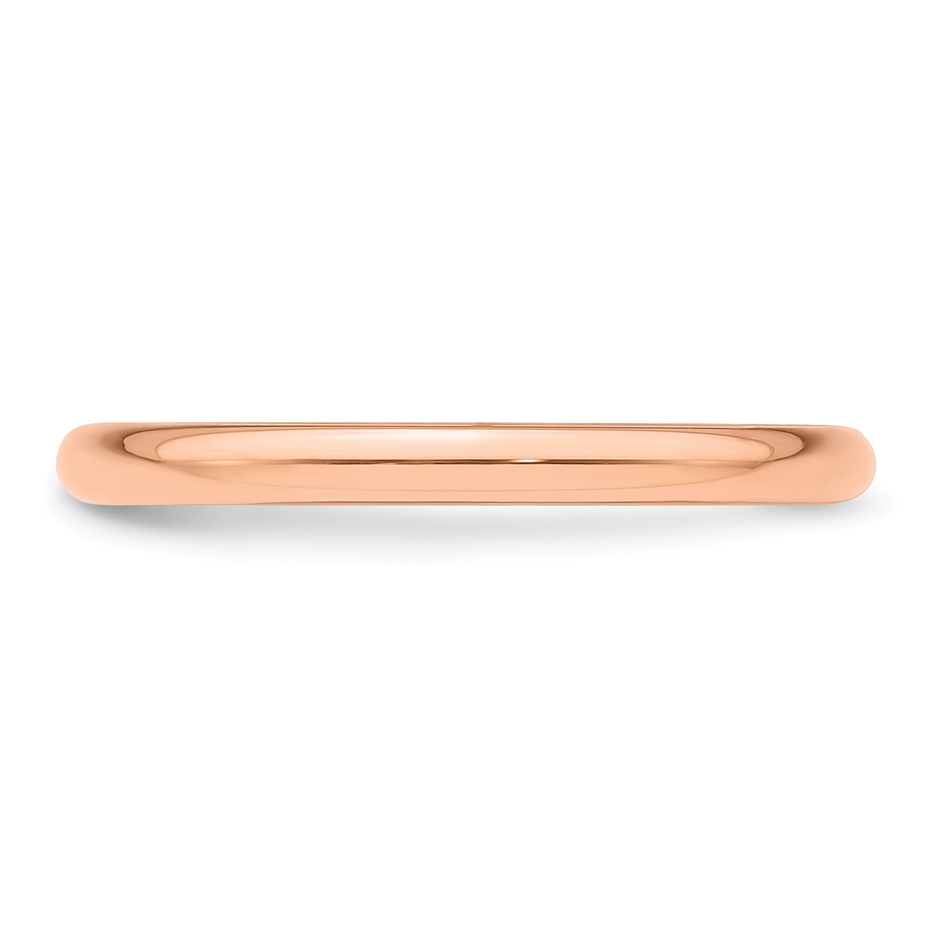 14k Rose Gold 2mm Half Round Wedding Band Size 10