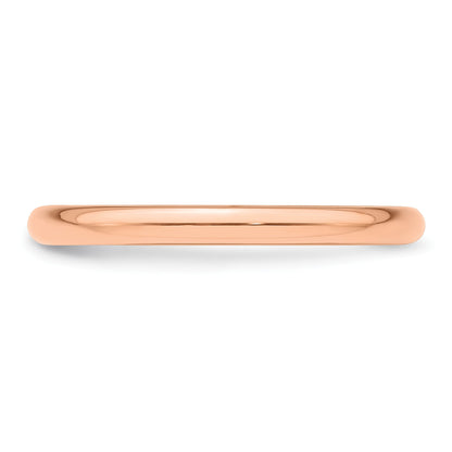 14k Rose Gold 2mm Half Round Wedding Band Size 10