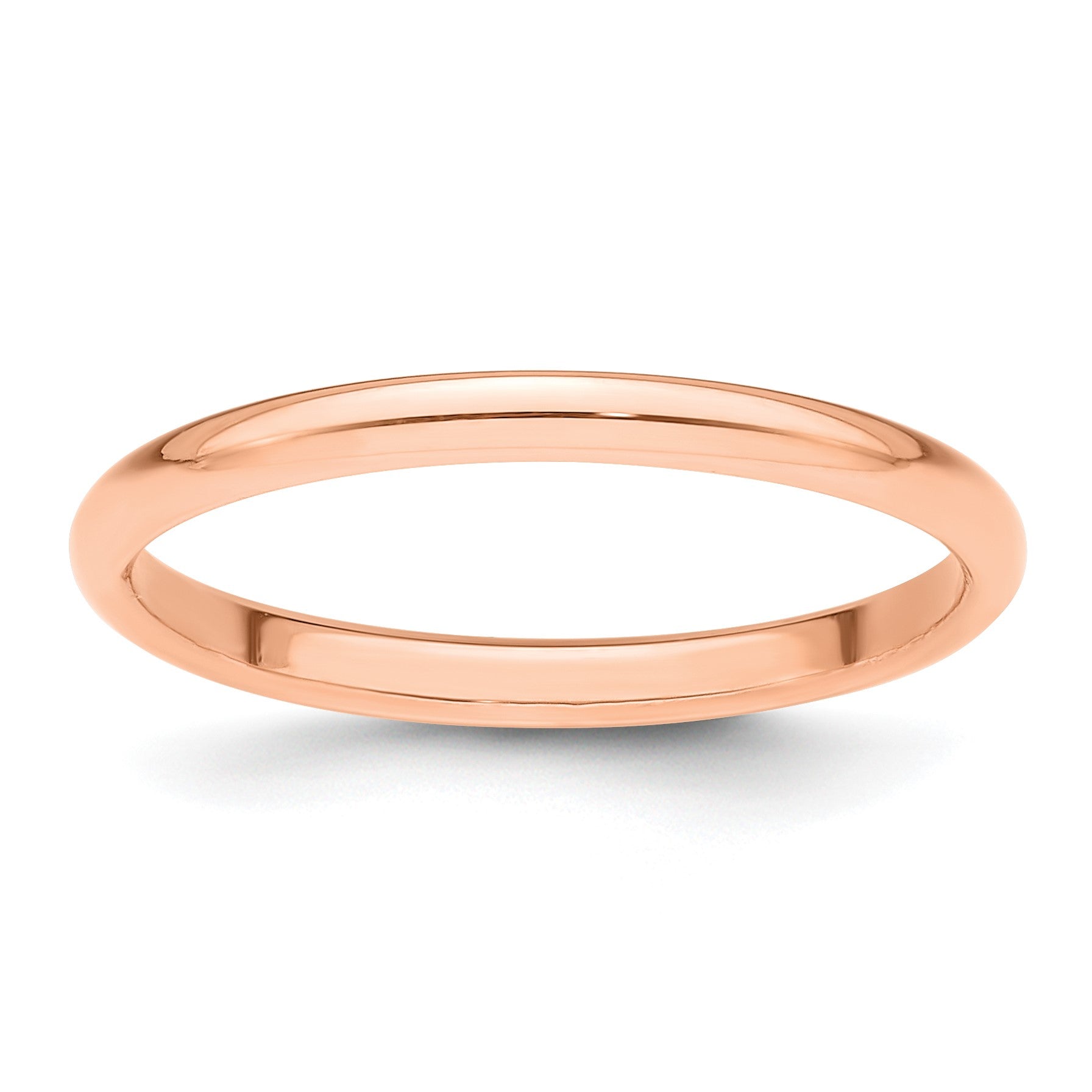 14k Rose Gold 2mm Half Round Wedding Band Size 10