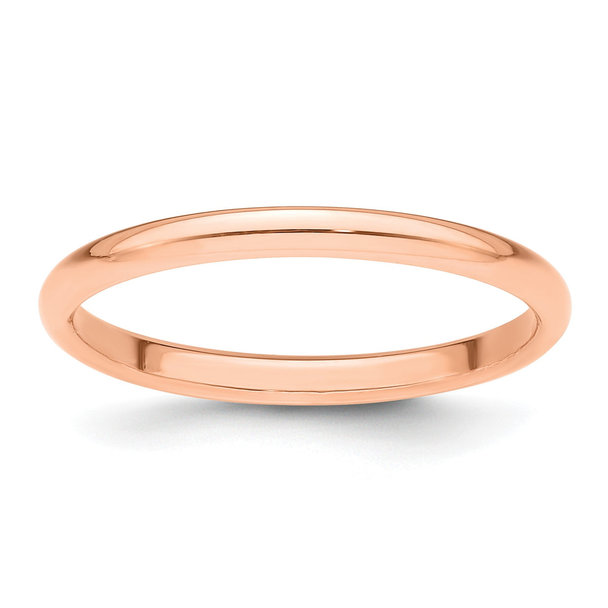 14k Rose Gold 2mm Half-Round Wedding Band Size 6.5