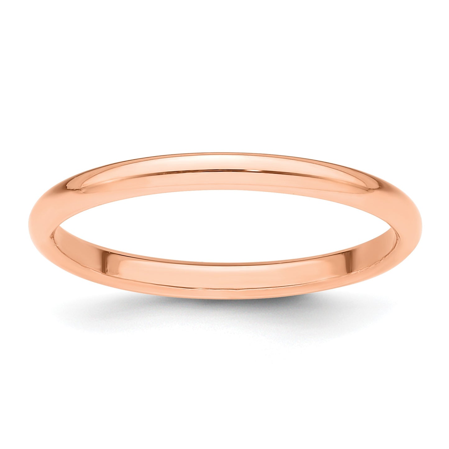 14k Rose Gold 2mm Half-Round Wedding Band Size 4