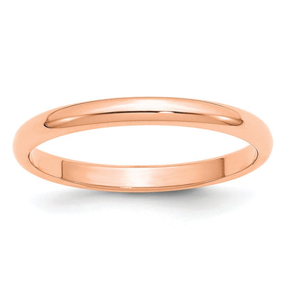 14k Rose Gold 2.5mm Half Round Band Size 7