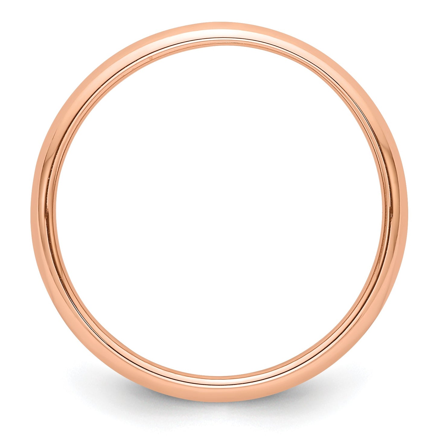 14k Rose Gold 3mm Half-Round Wedding Band Size 6.5