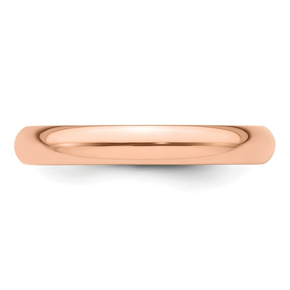 14k Rose Gold 3mm Half-Round Wedding Band Size 6.5