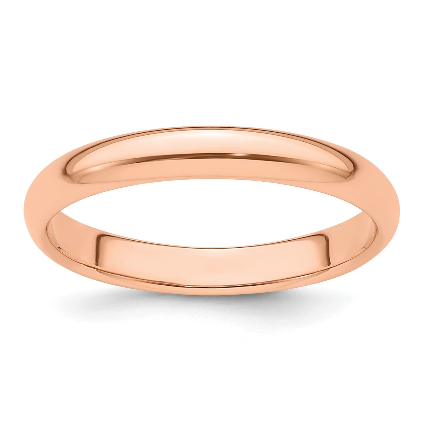 14k Rose Gold 3mm Half-Round Wedding Band Size 6.5