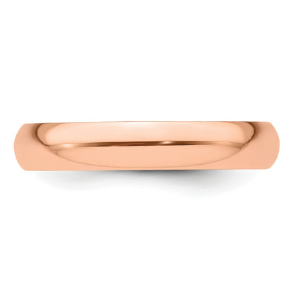 14k Rose Gold 4mm Half Round Wedding Band Size 8.5