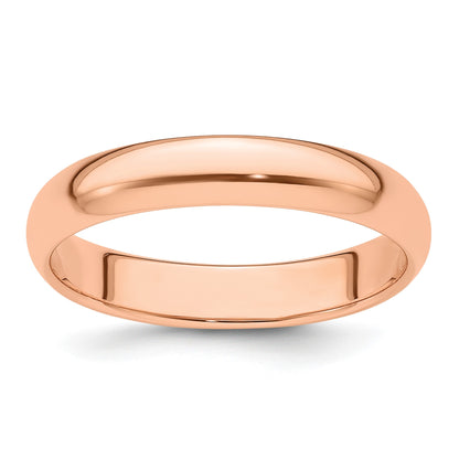 14k Rose Gold 4mm Half Round Wedding Band Size 12