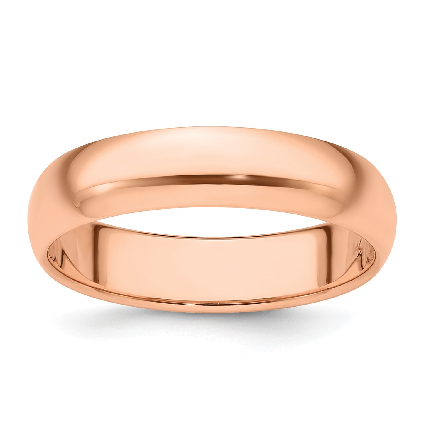 14k Rose Gold 5mm Half Round Wedding Band Size 10