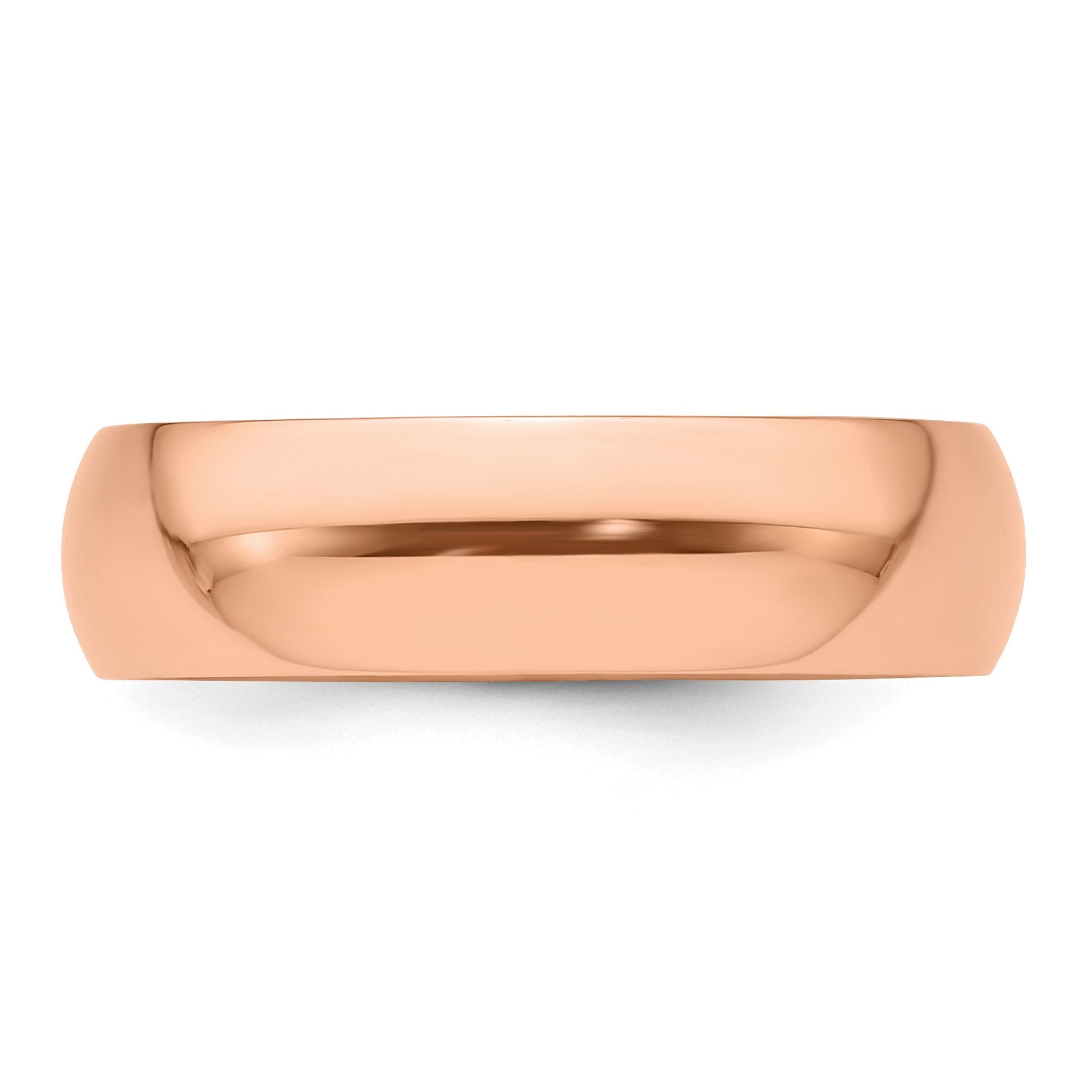 14k Rose Gold 6mm Half Round Wedding Band Size 9