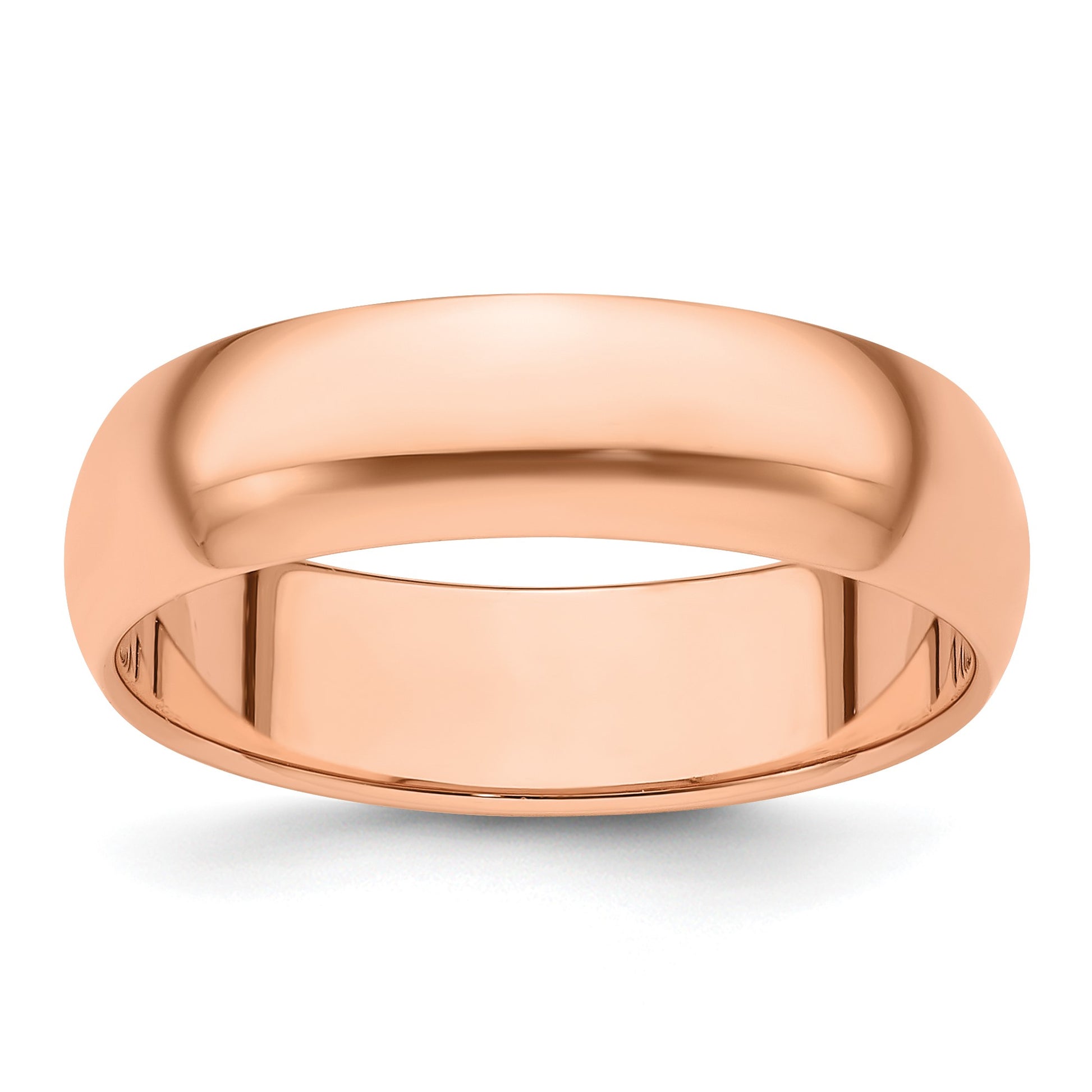 14k Rose Gold 6mm Half-Round Wedding Band Size 7